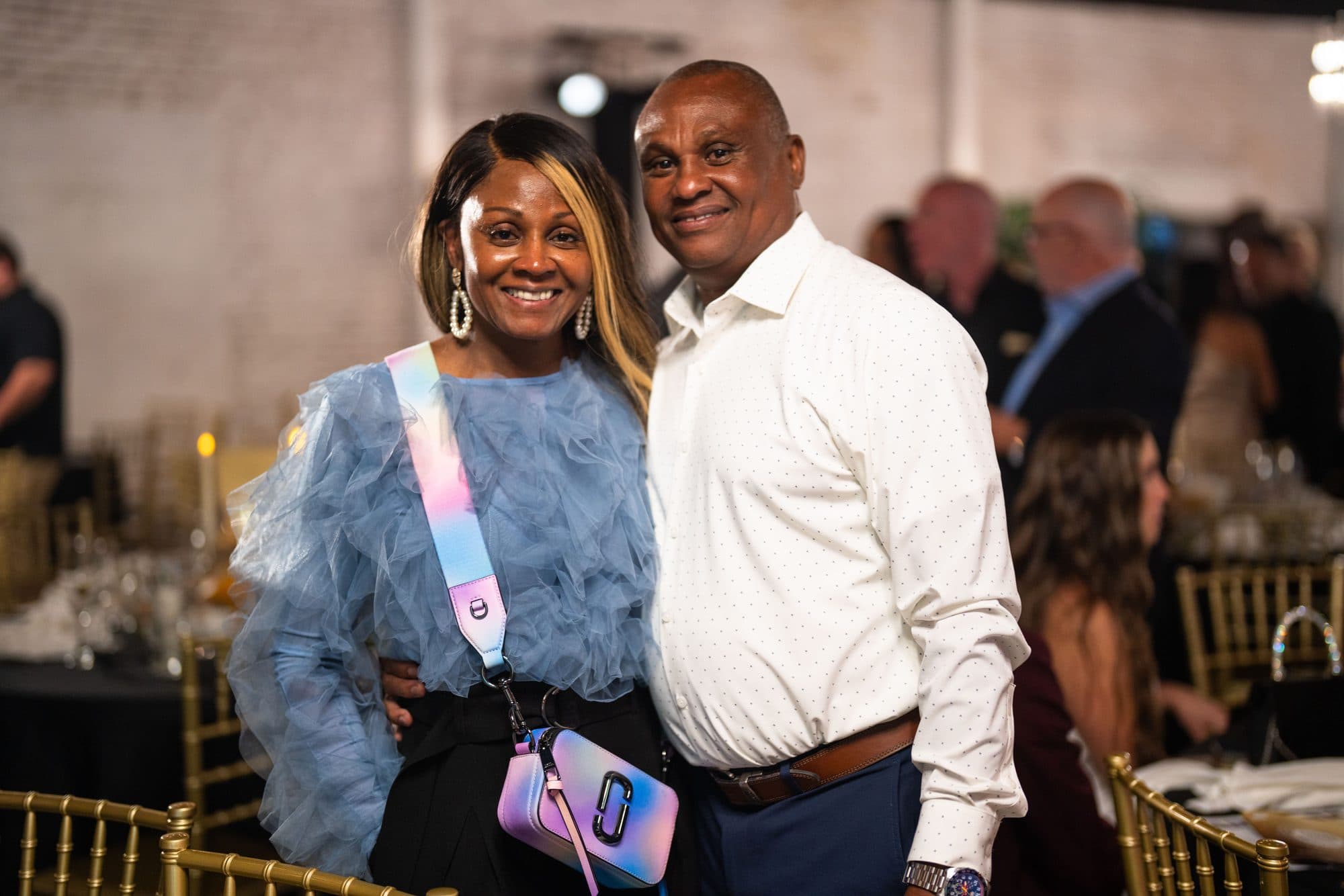 Two guests at their table during the City Center Gala